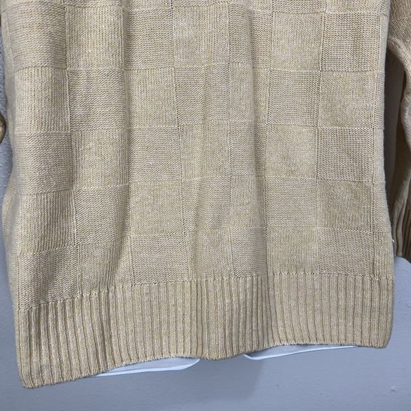 Clan Douglas Sweater Men Large Linen Silk Blend Yellow Check Scotland Pullover - Picture 12 of 15